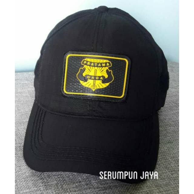 TOPI GADA PRATAMA - TOPI GADA PRATAMA LIST HITAM KUNING VELCRO HITAM + PATCH