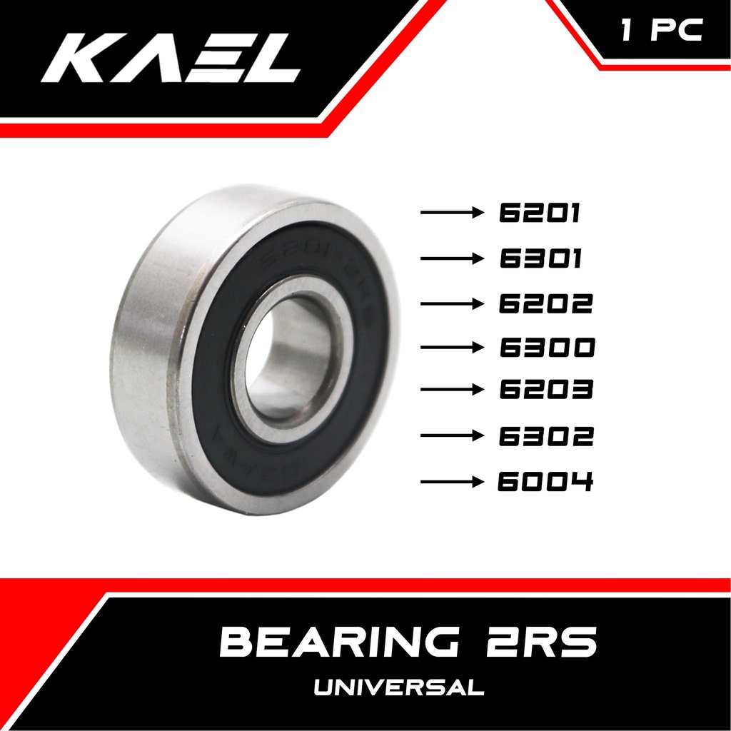 Bearing 2RS 6201-6301-6202-6300-6203-6302-6004 Laher-Laker-Lahar-Lakar-Bering Motor Roda Depan-Belakang dll 2 RS Tutup Karet