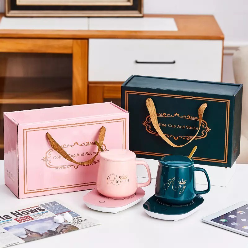 RAKUKU Mug Cangkir Keramik Set Elektrik Gelas Penghangat / Pemanas Kopi dan Teh