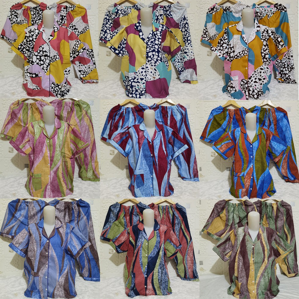 ISANNY PIYAMA SET 3IN1 SIZE XXL/ JUMBO/ABSTRAK ARYA BATU/READY STOCK