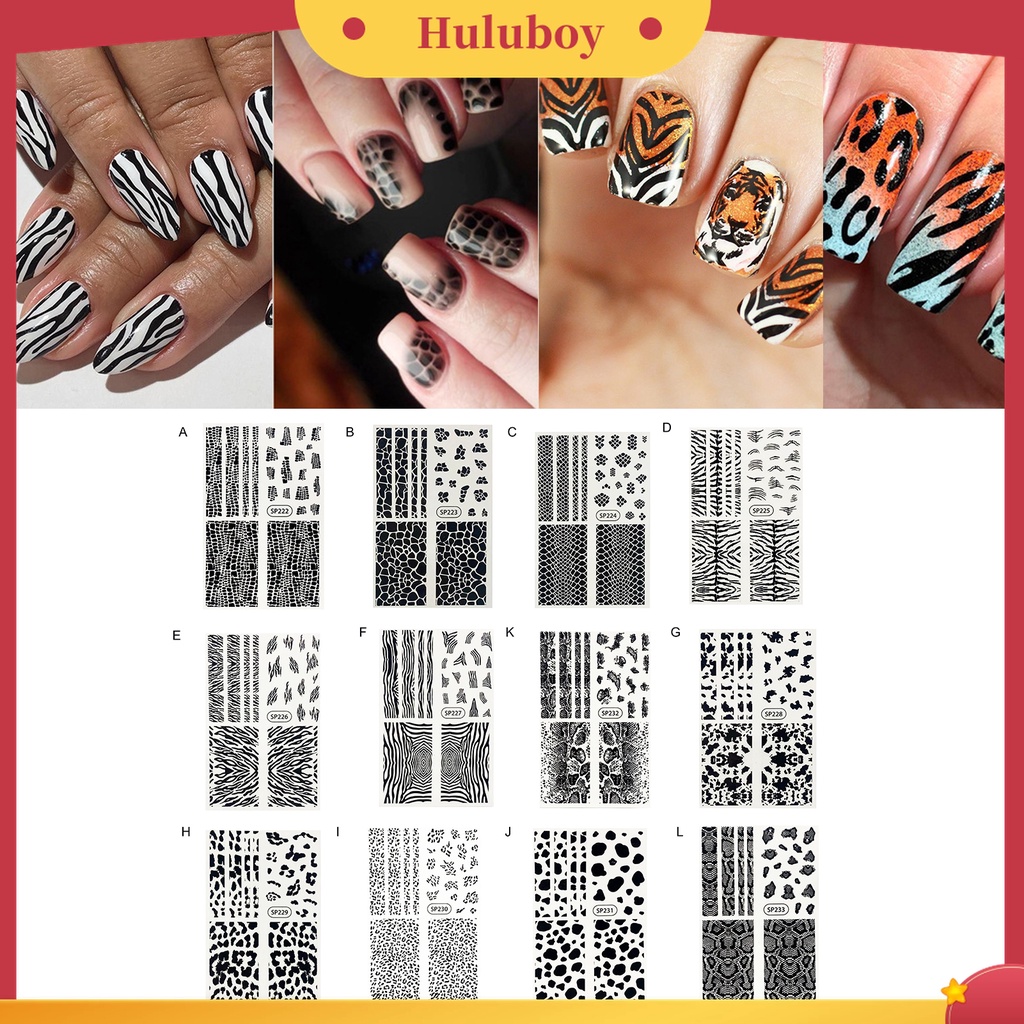 Huluboy Huluboy♡ Stiker Kuku Motif Kulit Ular 3D Ultra Tipis Untuk Wanita