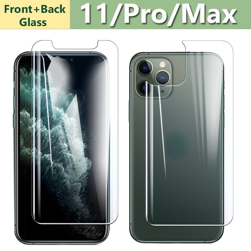 For iPhone 11 Pro Max X XS MAX XR 9H Tempered Glass Front &amp;Back Screen Protector