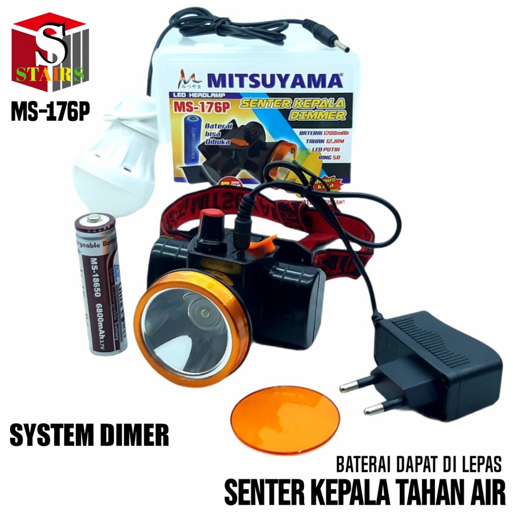 Senter Kepala LED Super Terang Tahan Air  Ekstra Bohlam Gantung Baterai Lithium 18650 MS-176P