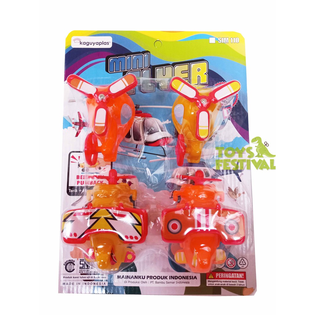 Set Pullback 4 pcs Heli dan Pesawat Kartun Multiwarna