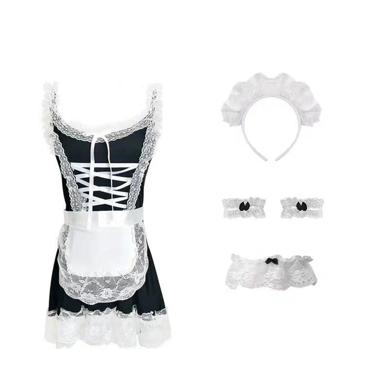 【Wetrose】 Lingerie Murah Hot Sexy Binal Kostum Pelayan Sexy Erotis Bahan Lace Untuk Wanita Seifuku Maid Costume Cosplay for Halloween