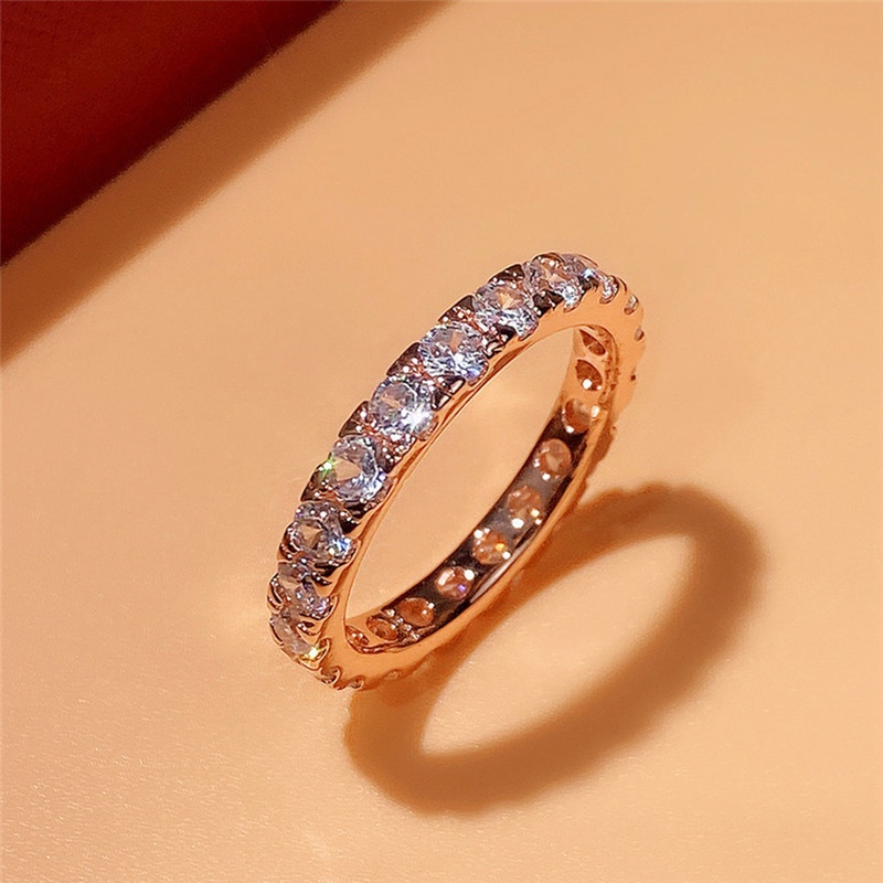 Cincin Batu Cubic Zirconia Bentuk Bulat Untuk Wanita