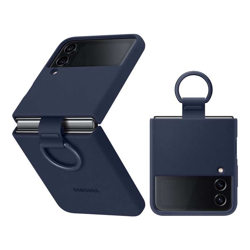 Galaxy Z Flip4 5G Silicone Cover with Ring - Navy