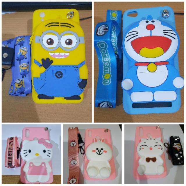 Case Dompet Kartun Xiaomi Redmi 8A / Redmi 7A / Redmi 6A Case Cartoon Dompet + Tali