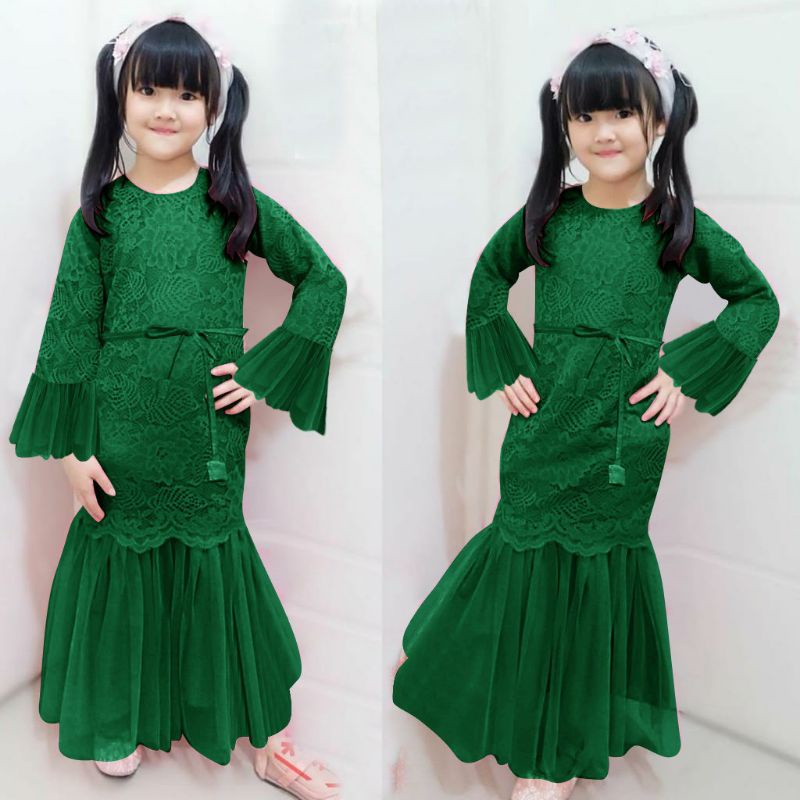 BAJU DRESS GAMIS ANAK KIDS BROKAT BRUKAT PESTA KONDANGAN UMROH RENDA MAXI MAXY IMPORT ANAK WANITA MU
