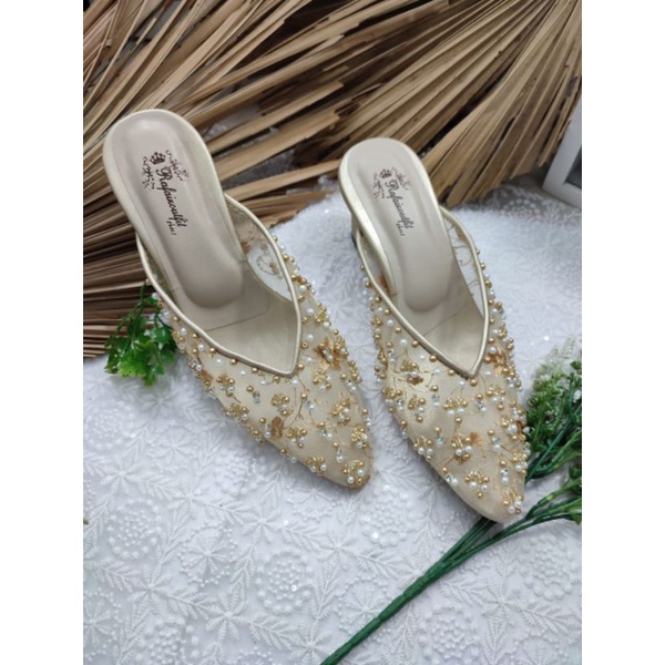 sepatu rafaizoutfit sepatu wanita heels block tahu Marisa gold tinggi 7cm tahu