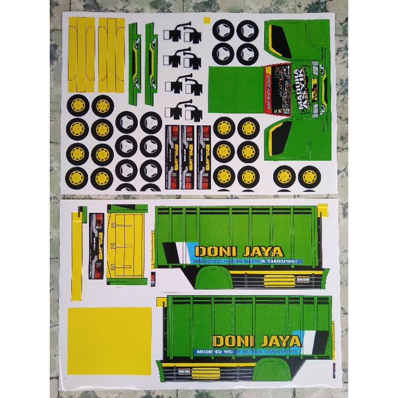 🆕Lembaran PaperCraft Truk Oleng Madura Asyik Doni Jaya Skala 1:16