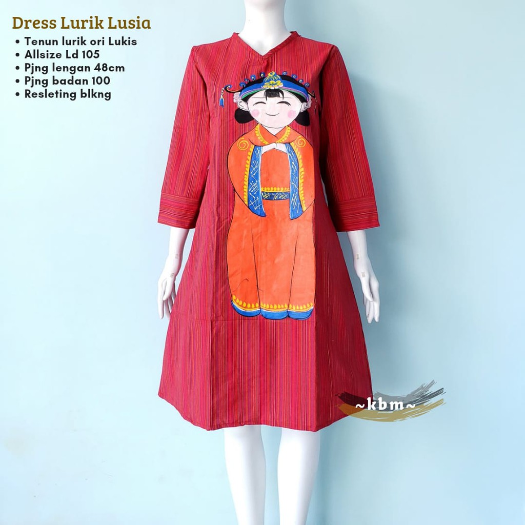 Dress lurik lusia lukis ori lurik dan lukis