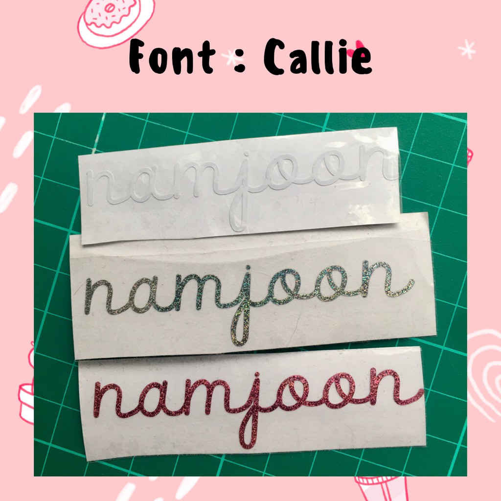 (BISA CUSTOM NAMA) (HARGA PER 1 huruf) Sticker Hologram Stiker Vinyl Nama Aesthetic Sticker Label Kpop Murah