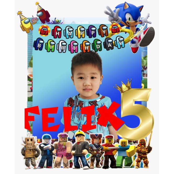 CUSTOM KAOS ANAK-ANAK ULANG TAHUN ROBLOX AMONGUS SUPER SONIC