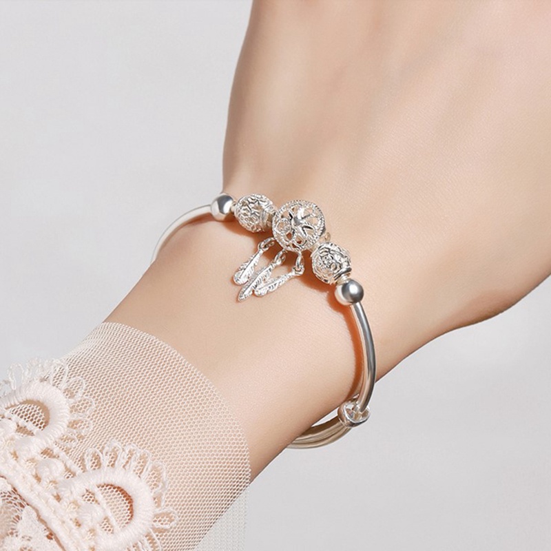 Fancyqube Gelang Rumbai Desain Dream Catcher Bahan S925 Silver