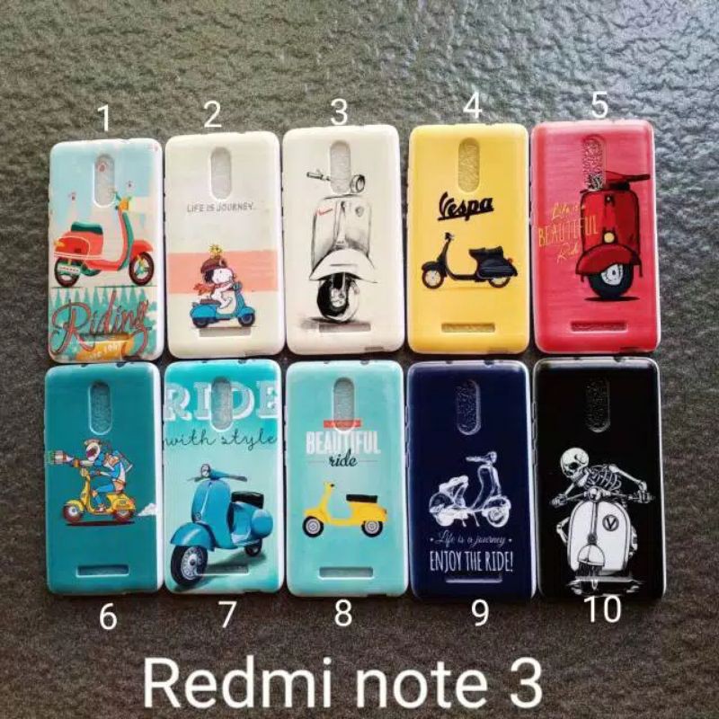 Case gambar Xiaomi redmi Note 3 . Note 3 pro motif vespa soft softcase softshell silikon cover casing kesing housing