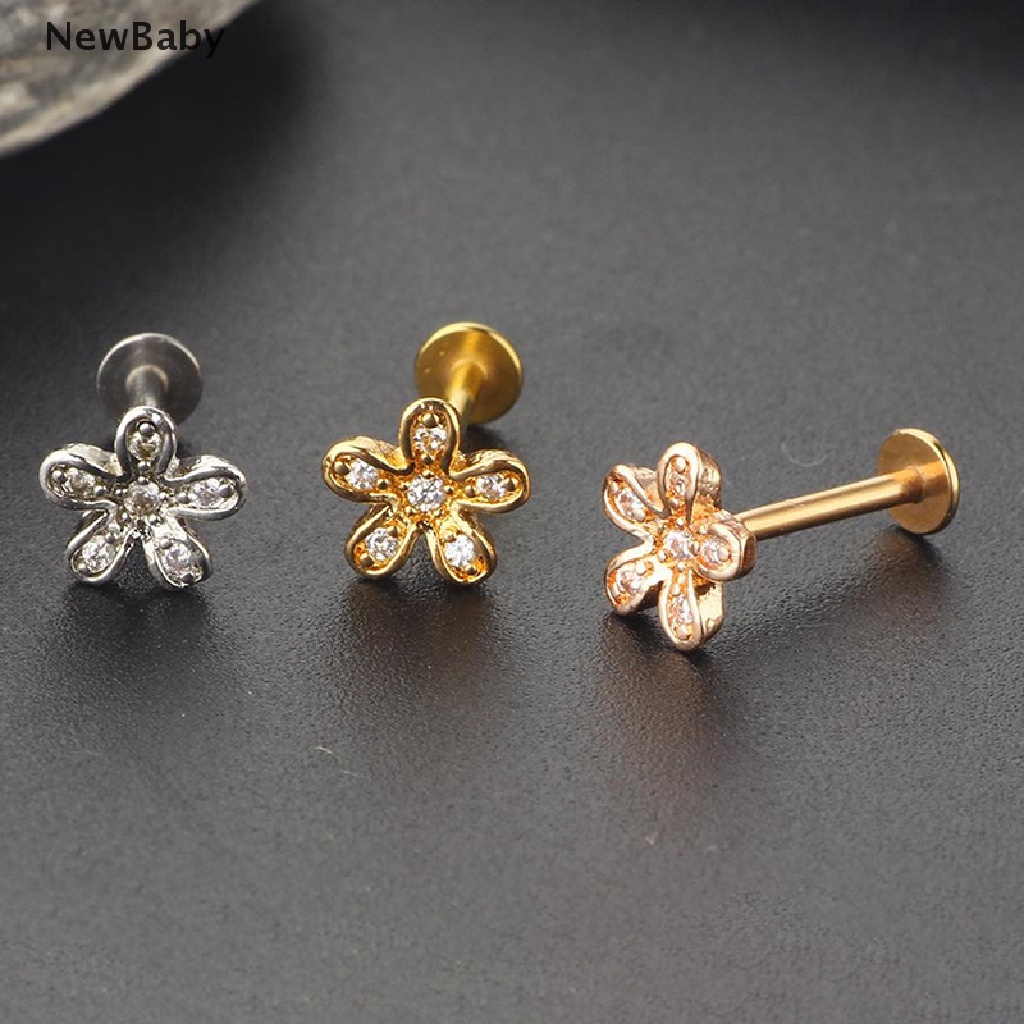 Anting Tusuk Bentuk Bunga Bahan Stainless Steel Untuk Hadiah Bayi