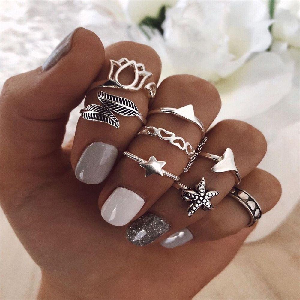 Lily 15Pcs/Set Cincin Set 15Pcs/Set Vintage Rock Punk Boho Hip Hop Aksesoris Tangan