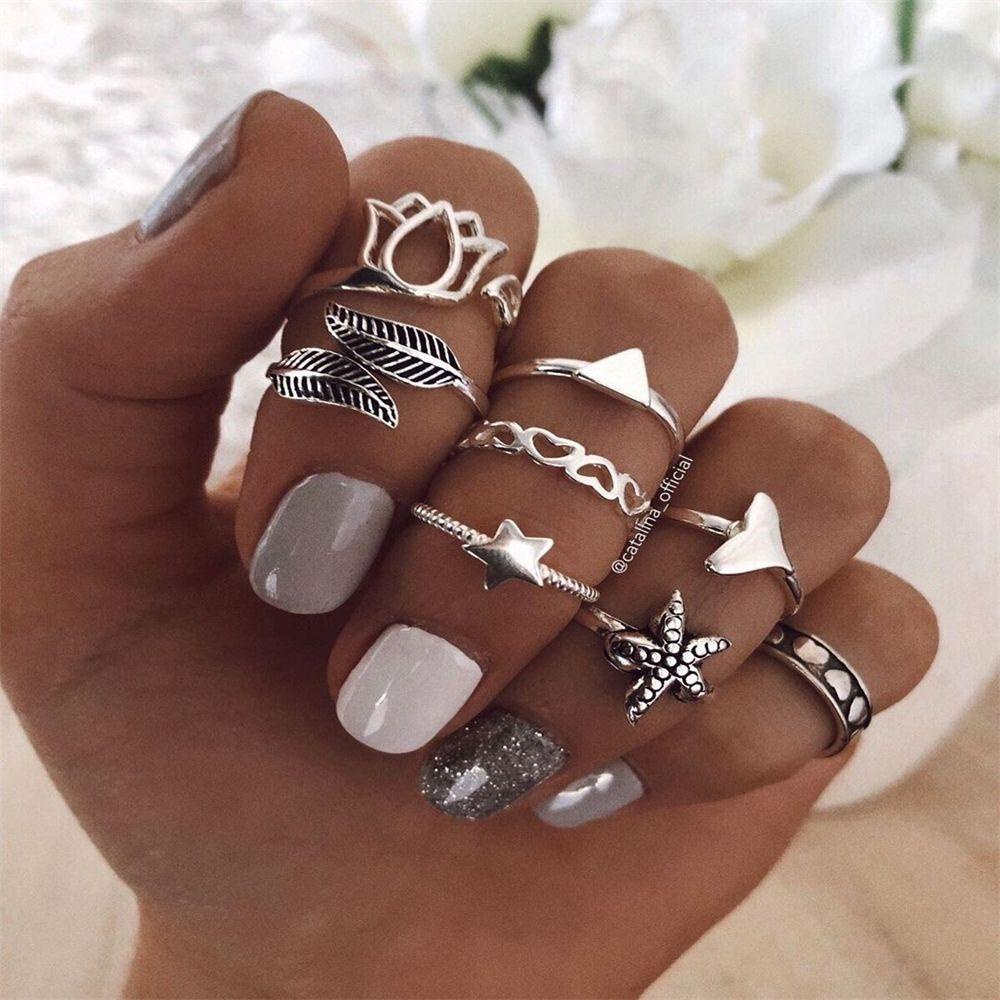 Nanas 15 Pcs/Set Cincin Set Baru Jari Perhiasan Batu Permata Boho Hip Hop Aksesoris Tangan