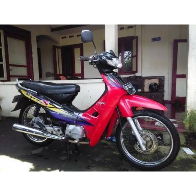 striping honda supra x 2002 merah hitam original nos