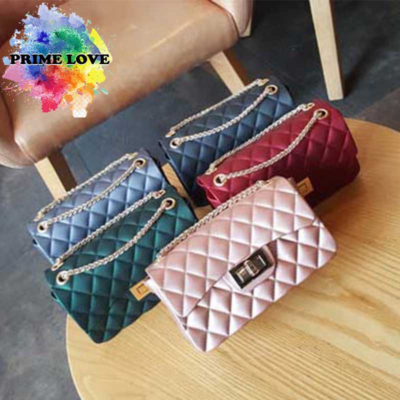 Tas Pesta Wanita Model Selempang Bahu Tali Rantai Motif Jelly Colour Modis &amp; Elegan - TW1826