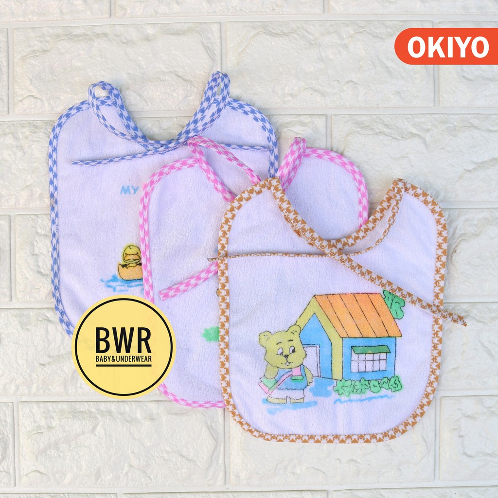 [ 3pc ] Clemek Bayi Okiyo | Celemek Tatakan Makan Bayi Slaber Baby Murah - Bwr