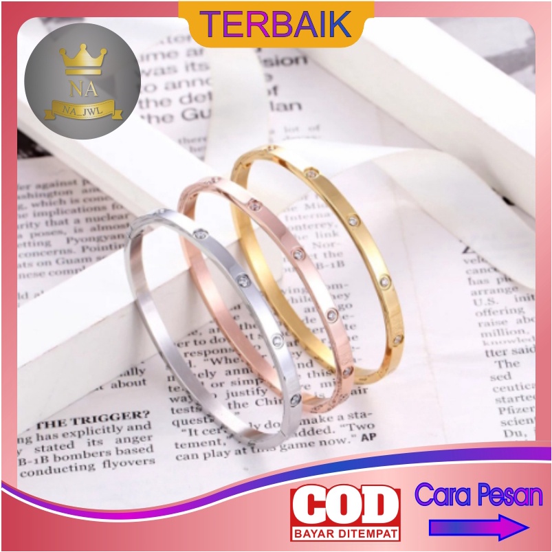 Gelang wanita titanium anti karat emas silver / perak aksesoris fashion perempuan cewek pasangan