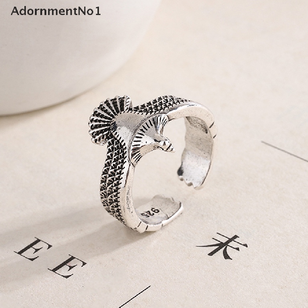 (AdornmentNo1) Cincin Motif Sayap Elang Warna Gold / Silver Untuk Perhiasan Pria / Wanita / Hadiah