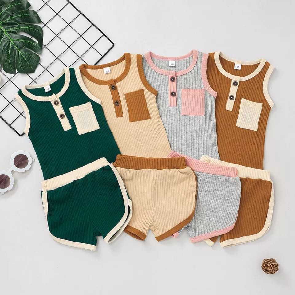 BEFAST - ZTL OOTD Oneset Anak SELINA / SET ANAK SINGLET LEGI / Pakaian Oneset Balita / Set Atasan Tanpa Lengan+Celana Pendek / Setelan Anak Bayi Unisex / Baju Tidur Anak / Oneset Polos Santai rumahan / Terlaris / Termurah