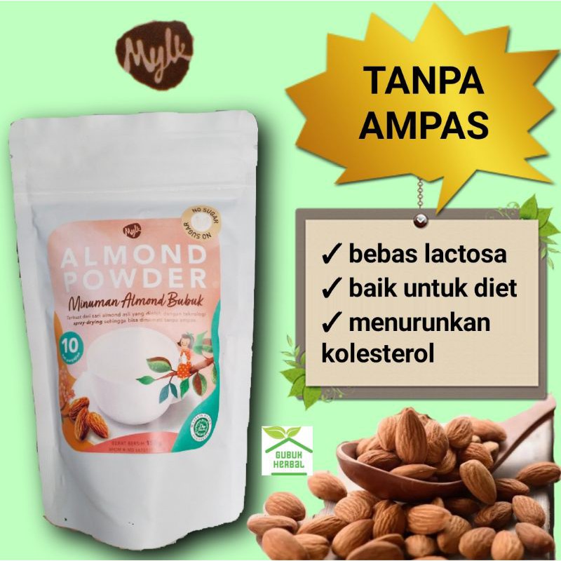 Susu Almond Diet Non Gula MYLK /Almond Bubuk Tanpa Ampas 10 x Minum