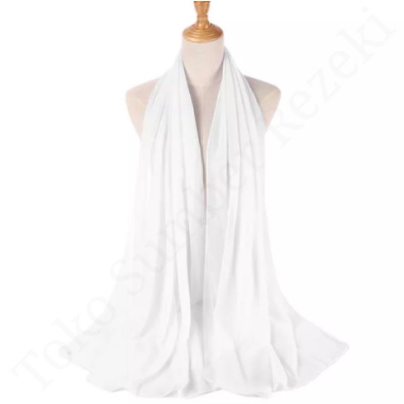 Syal Sifon White Selendang Putih Shawl Scarf Retro Kain Plain Polos