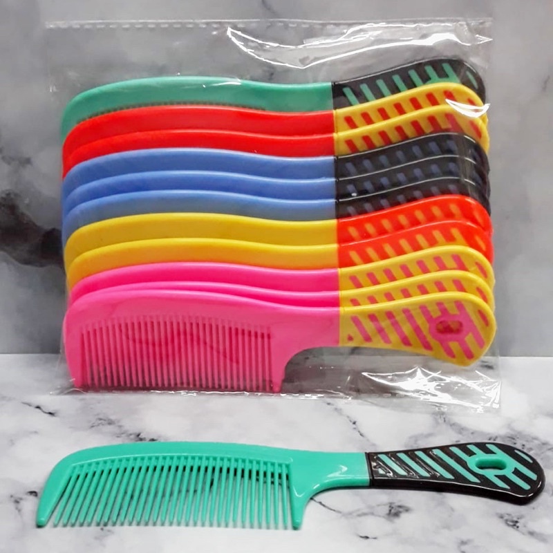 Sisir Gagang Garis Besar Warna isi 12pc Lusinan Grosir