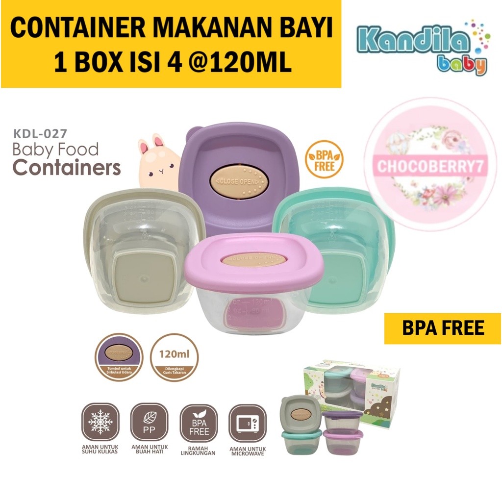 Kandila Baby Food Container Makanan MPASI Bayi isi 4 pcs Jiayi BebeWawa Wadah Tempat Makan Bayi Silikon KDL027