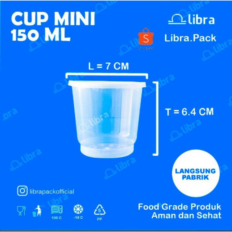 Thinwall 150ml Libra Isi 25 Cup Puding Slime Wadah Kotak Puding Bening Plastik