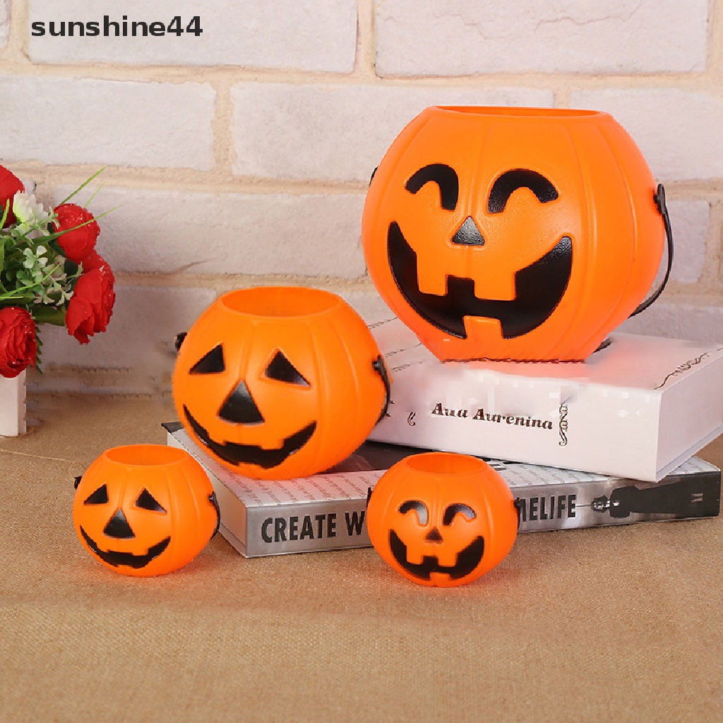 Sunshine Keranjang Permen Bentuk Labu Halloween Bahan Plastik Untuk Dekorasi