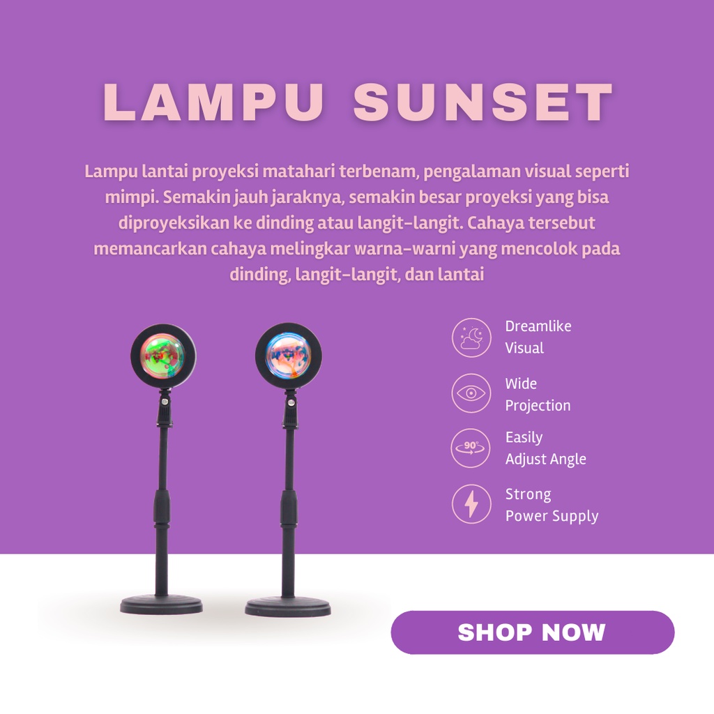 ITSOK LAMPU SUNSET LED / lampu background studio / lampu meja / LAMPU tidur / LAMPU PROYEKTOR SEUNST