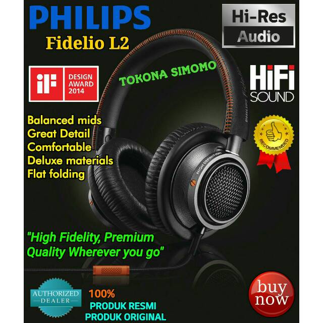 Philips Fidelio L2 Over-Ear Headphone Hitam - Circumaural Premium