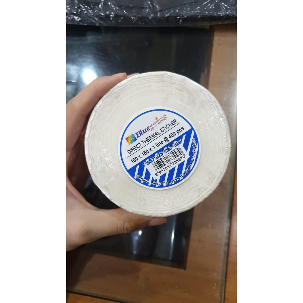 BLUEPRINT Direct Thermal Sticker / Label Stiker 100mm x 150mm x 1 line Isi 400 pcs Sticker