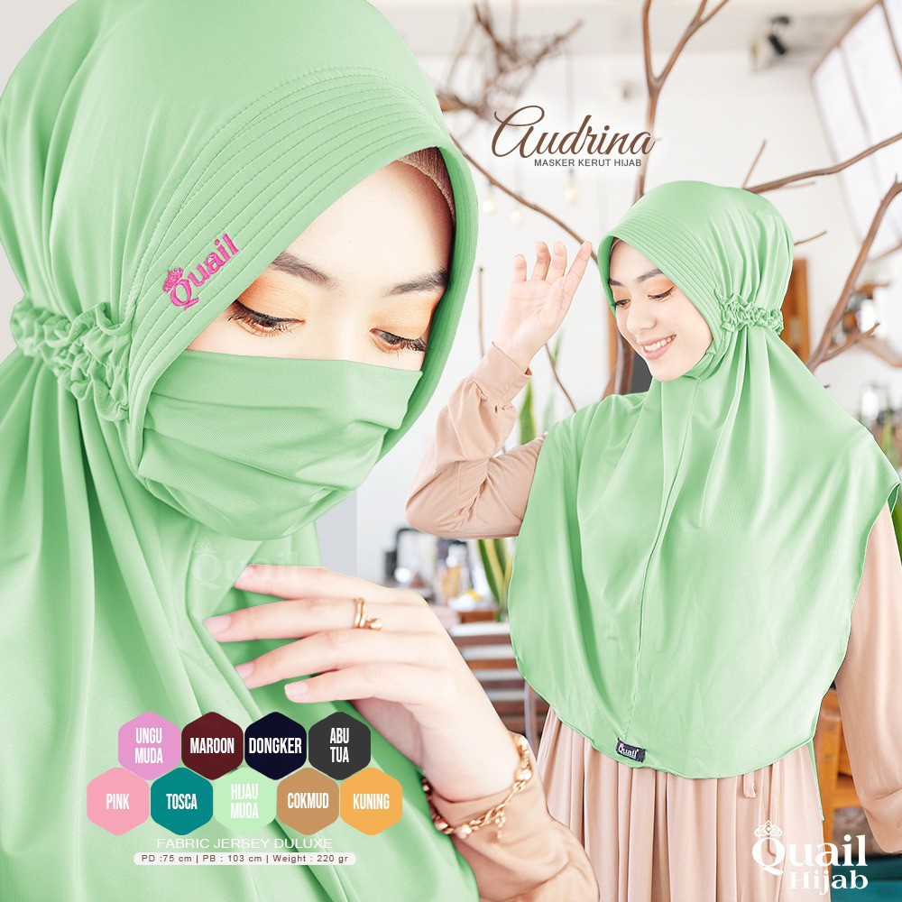 AUDRINA hijaumuda Daily hijab masker Quail Hijab bahan jersey deluxe Ori Murah