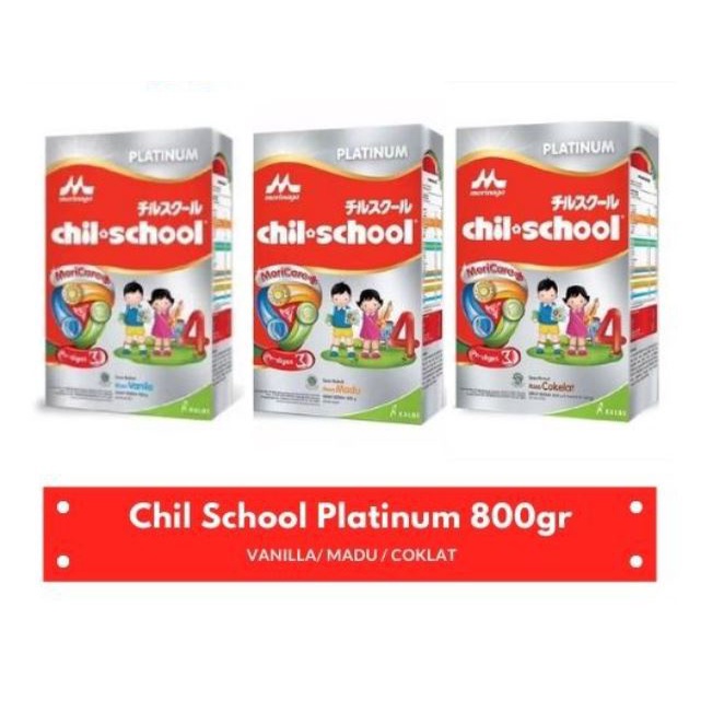 Susu Morinaga Chil School Platinum 800 Gram dan 400 gram  Rasa Vanila Madu Coklat (3 - 12 tahun) Mur