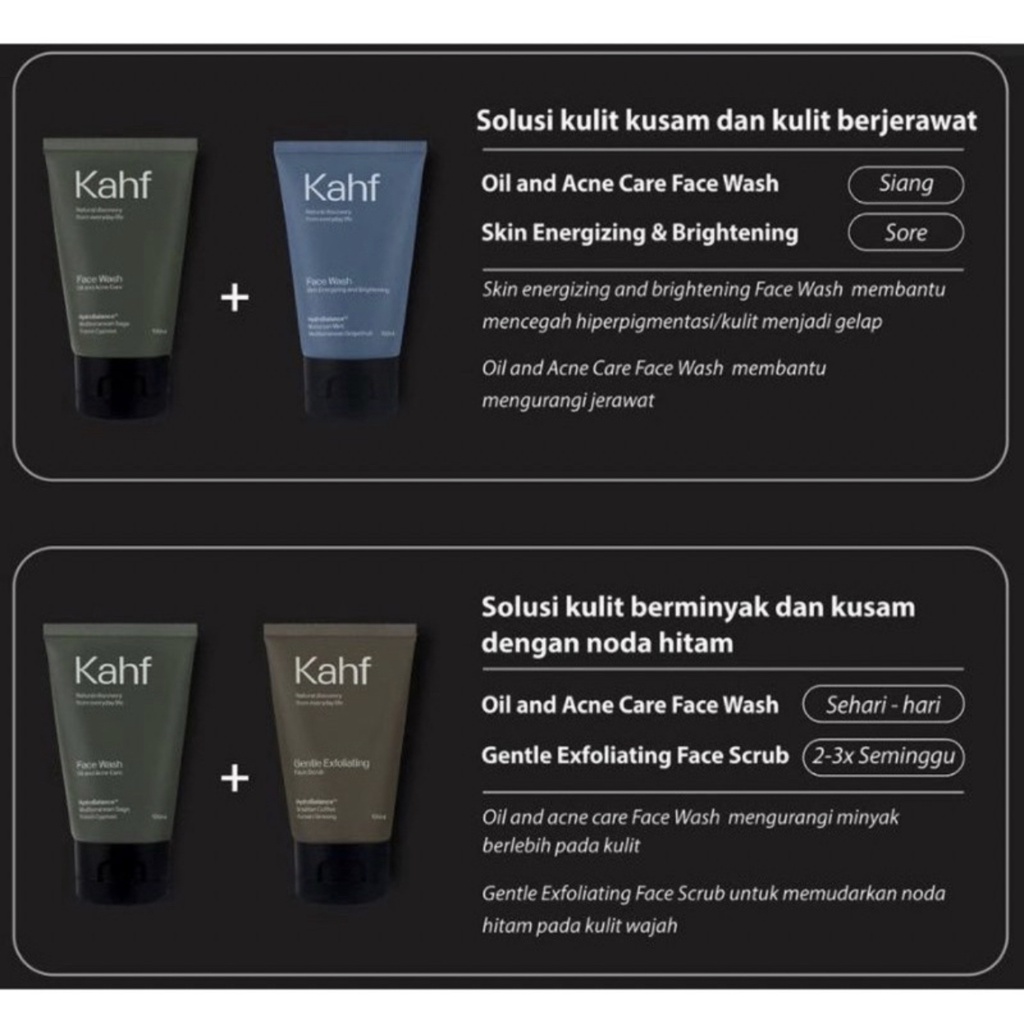 KAHF Man Facial Wash 50ml 100 ml / Sabun Cuci Muka Pria - Laki Laki