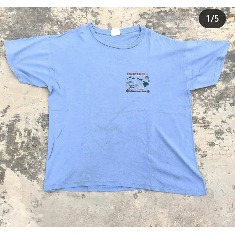 KAOS VINTAGE SECOND KAOS UNISEX HAWAIIAN ISLANDS PAKAIAN PRIA ATASAN BAJU VINTAGE