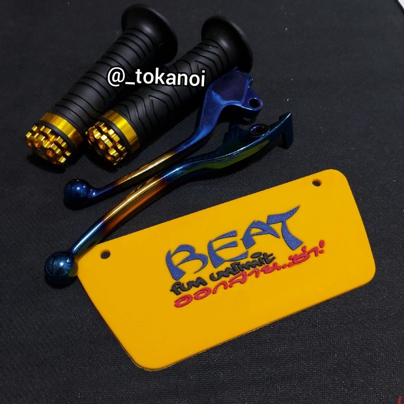 Paket handle rem kiri kanan beat karbu + handgrip jalu + mudflap thailand beat karbu_KUNING