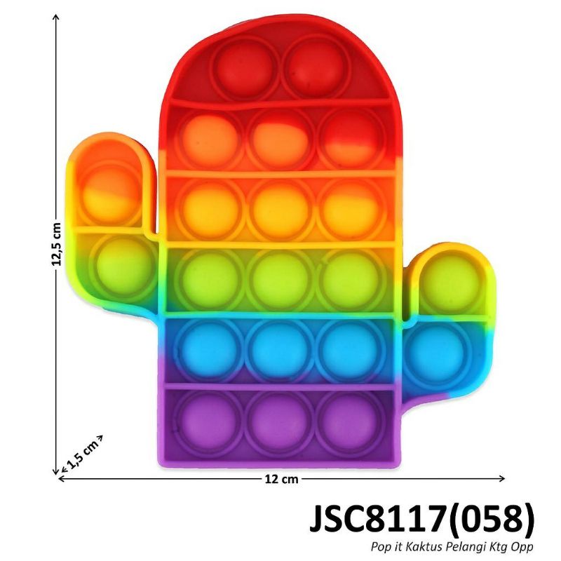 Pop It Buah Apel Strawberry Nanas, Kaki Rainbow | Popit Jerapah Rainbow-Kaktus Rainbow
