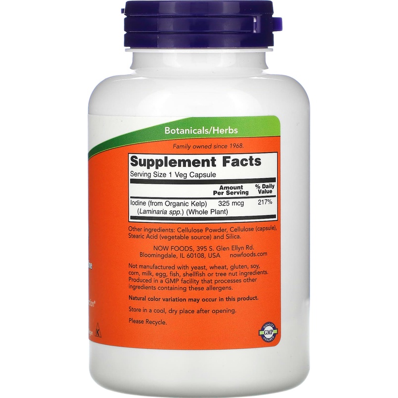 Now Foods Kelp 325 mcg of Natural Iodine 250 Veg Capsules Super Greens Yodium Alami Bantu Jaga Kesehatan Kalenjar Tiroid Serta Lancarkan Detoks Tubuh ORI USA NOW