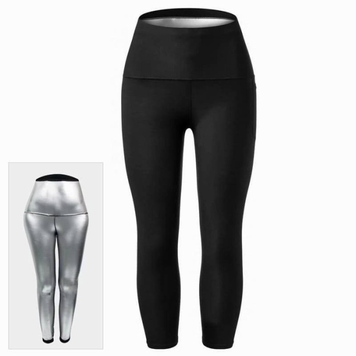 SAUNA SWEAT PANT SILVER DOUBEL ION Celana Pelangsing Paha Pembakar Lemak Perut Legging Betis Korset Pelangsing Pria Wanita Bahan Polyester