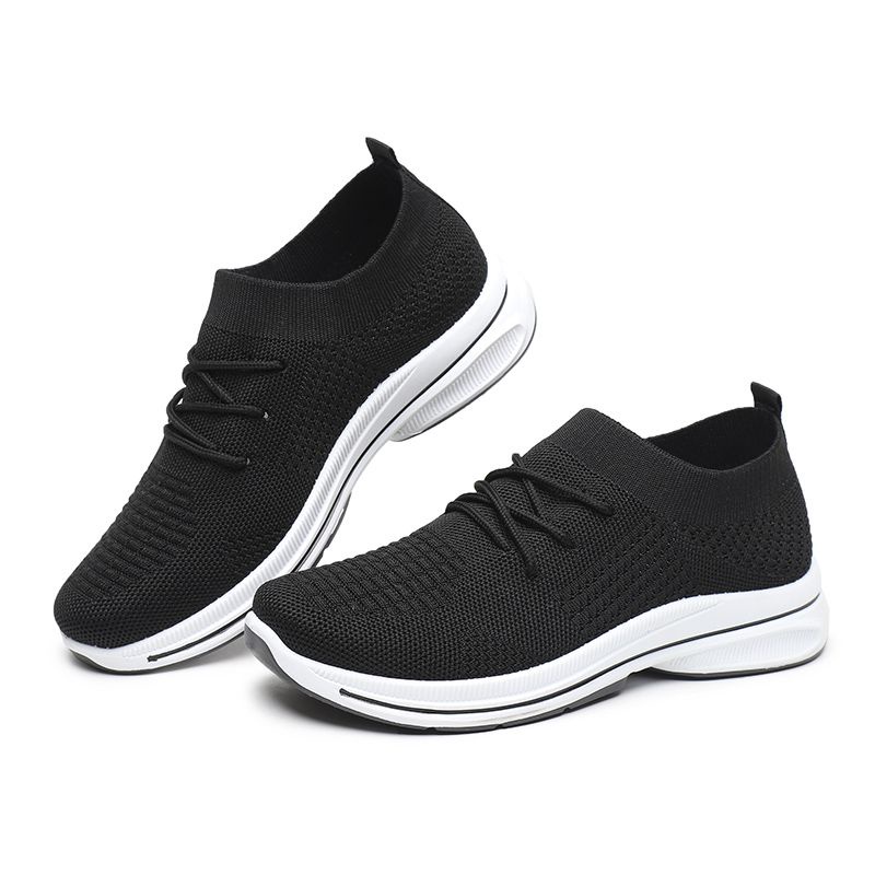 [GROSIR][COD] SEVEN_DAY SEPATU RAJUT WANITA OLAHRAGA IMPORT CASUAL SHOES HITAM A-6612