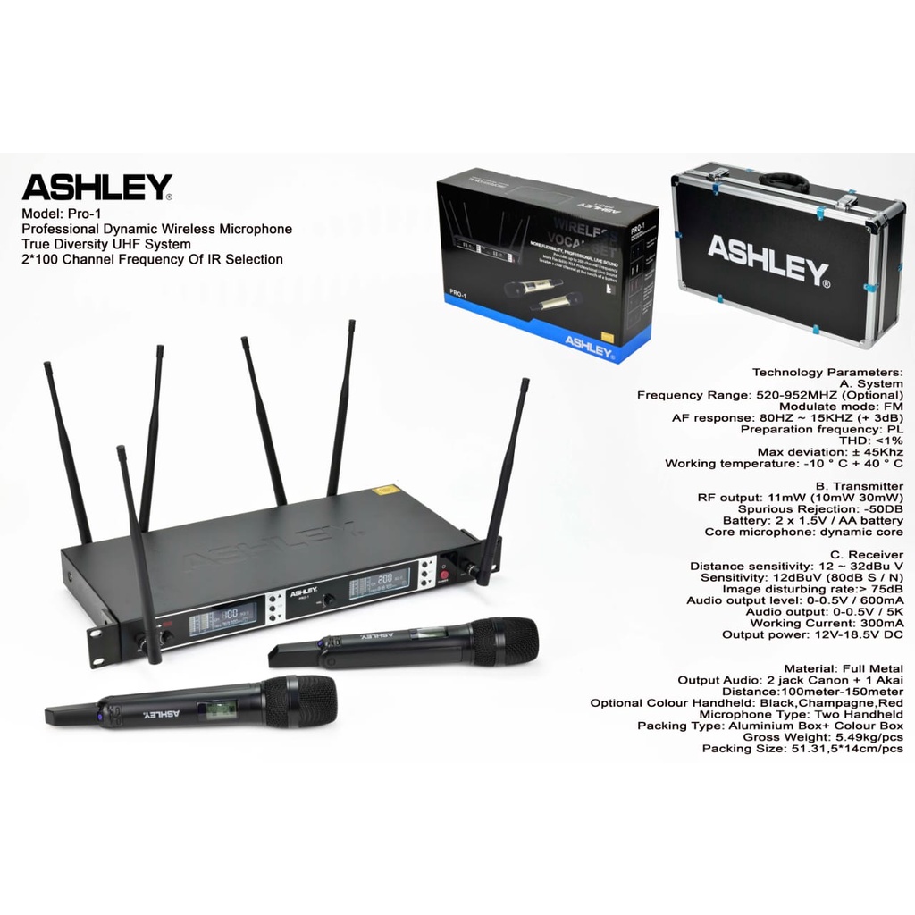 MIC WIRELESS ASHLEY PRO 1 PRO1 ORIGINAL