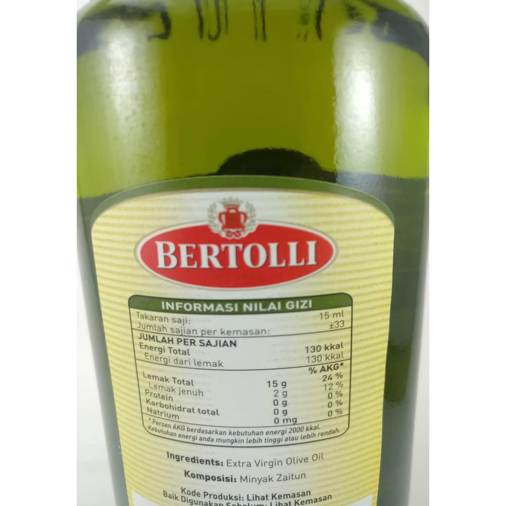 

BERTOLLI EXTRA VIRGIN OLIVE OIL / MINYAK ZAITUN MURNI 500 ML BEST SELL