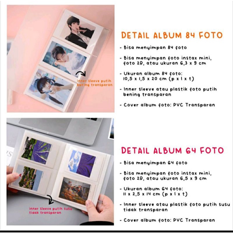 Album Foto Cover PVC Transparan 64 Foto dan 84 Foto/Album Foto 2R/Album Foto Polaroid